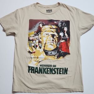 Hammer Horror Frankenstein Graphic Tee Beige Horror Movie Shirt Men’s Medium